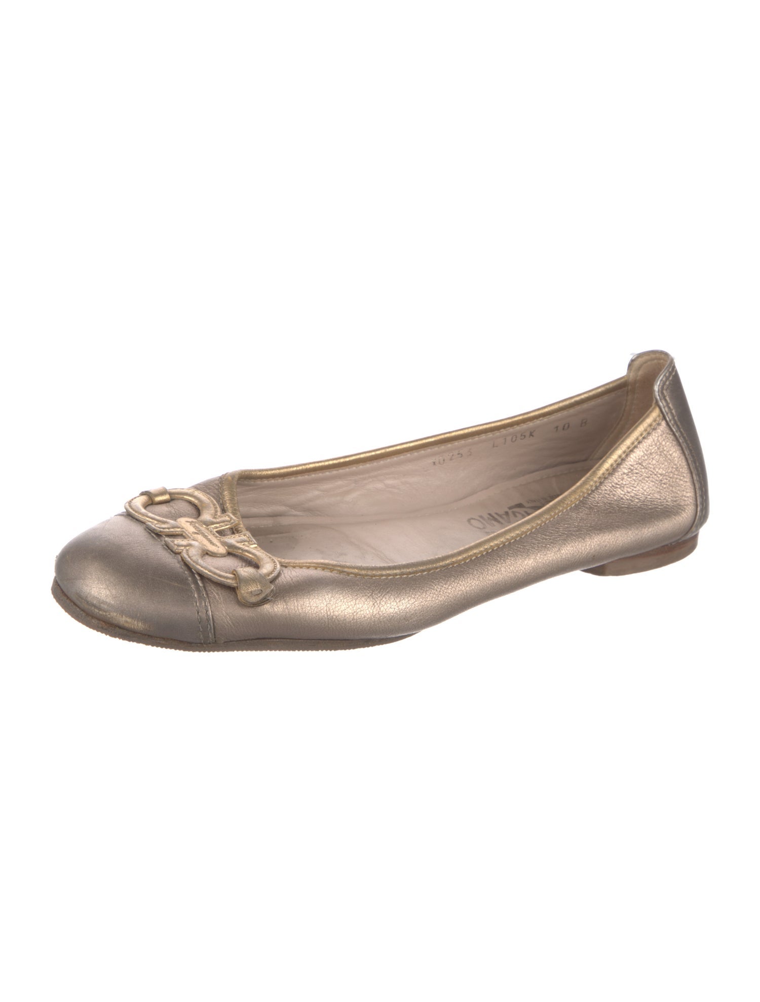 Salvatore Ferragamo Gancini Logo Leather Ballet Flats