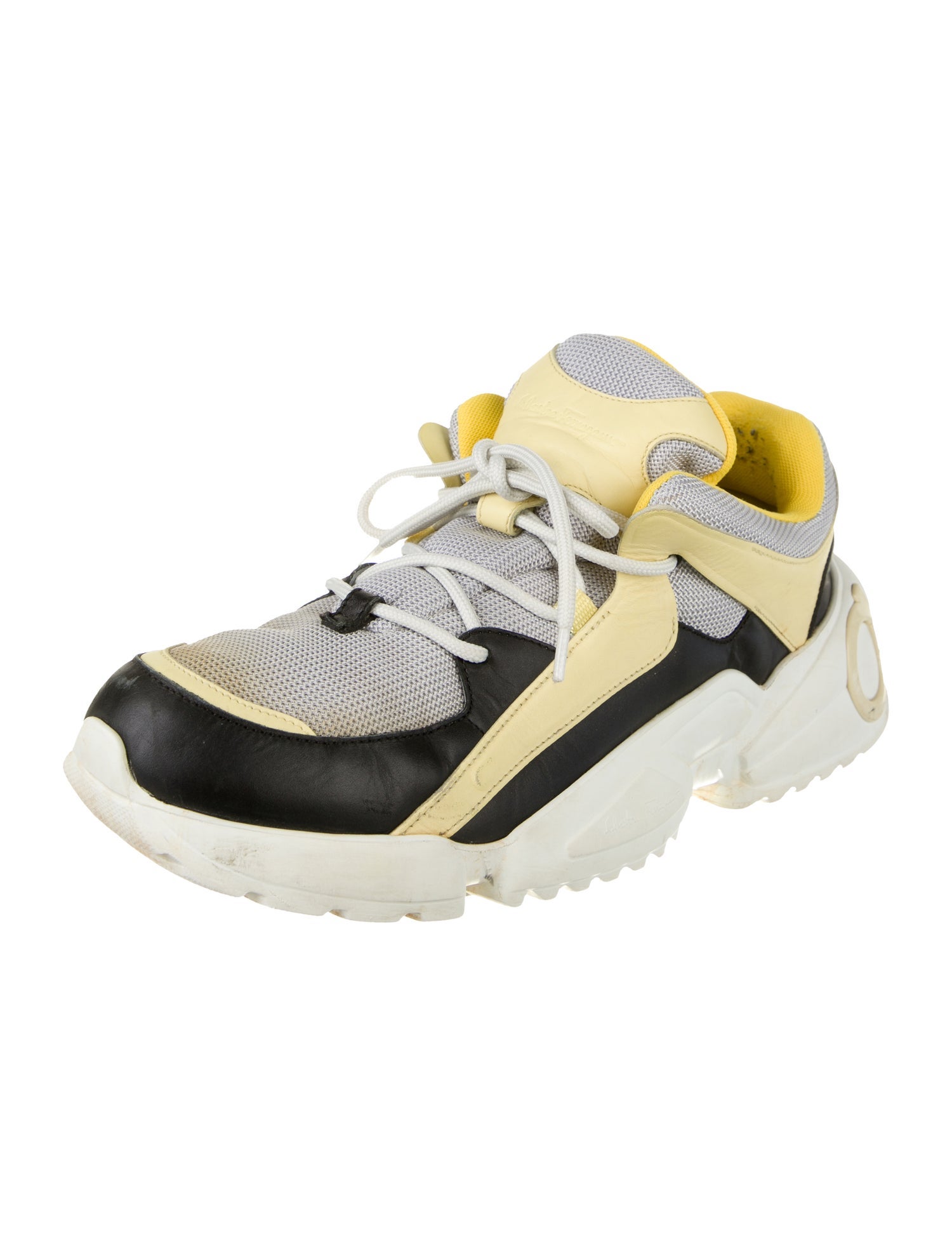 Salvatore Ferragamo Leather Colorblock Pattern Athletic Sneakers