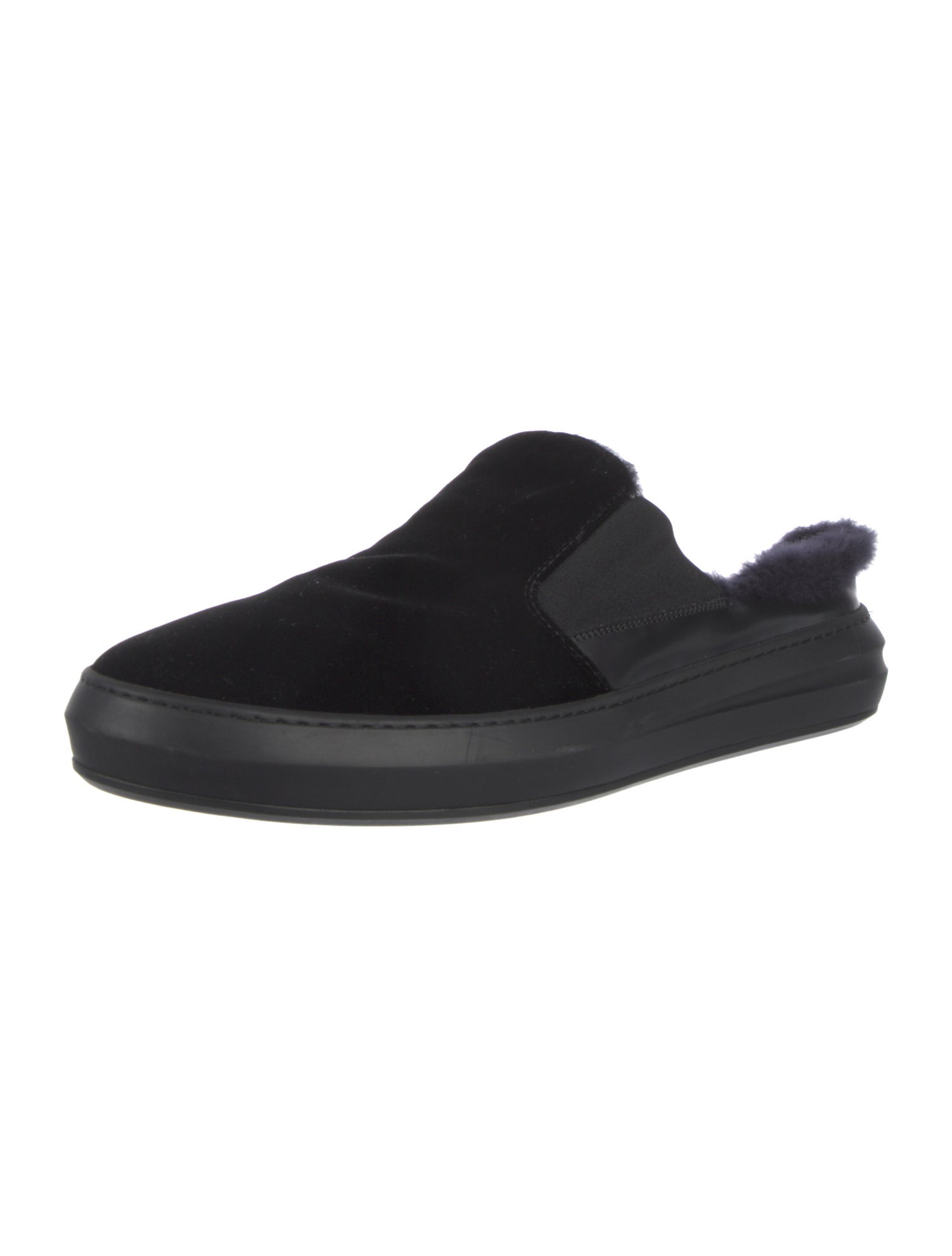 Salvatore Ferragamo Velvet Fur Trim Mules