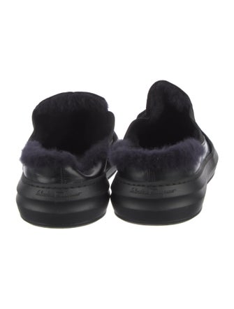Salvatore Ferragamo Velvet Fur Trim Mules