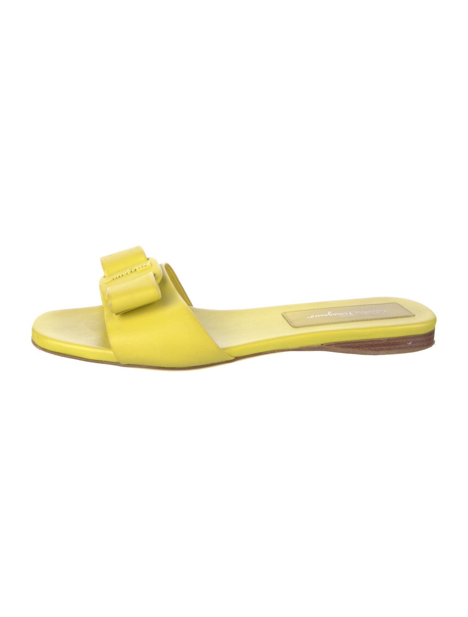 Salvatore Ferragamo Leather Bow Accents Slides
