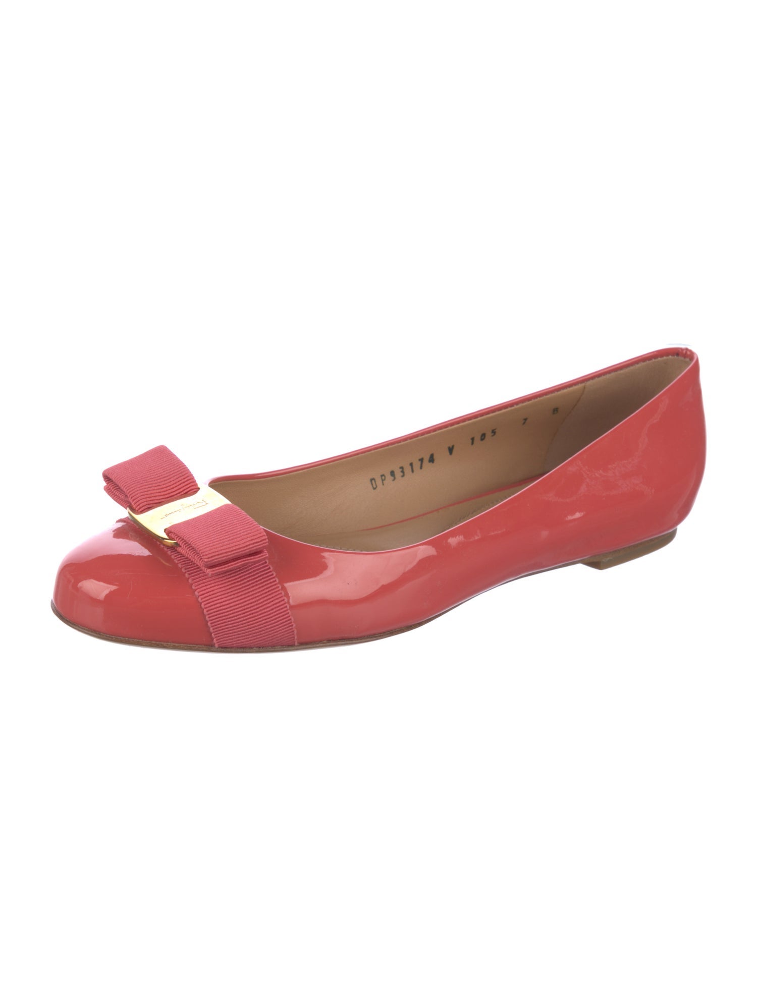 Salvatore Ferragamo Vara Bow Accent Patent Leather Ballet Flats