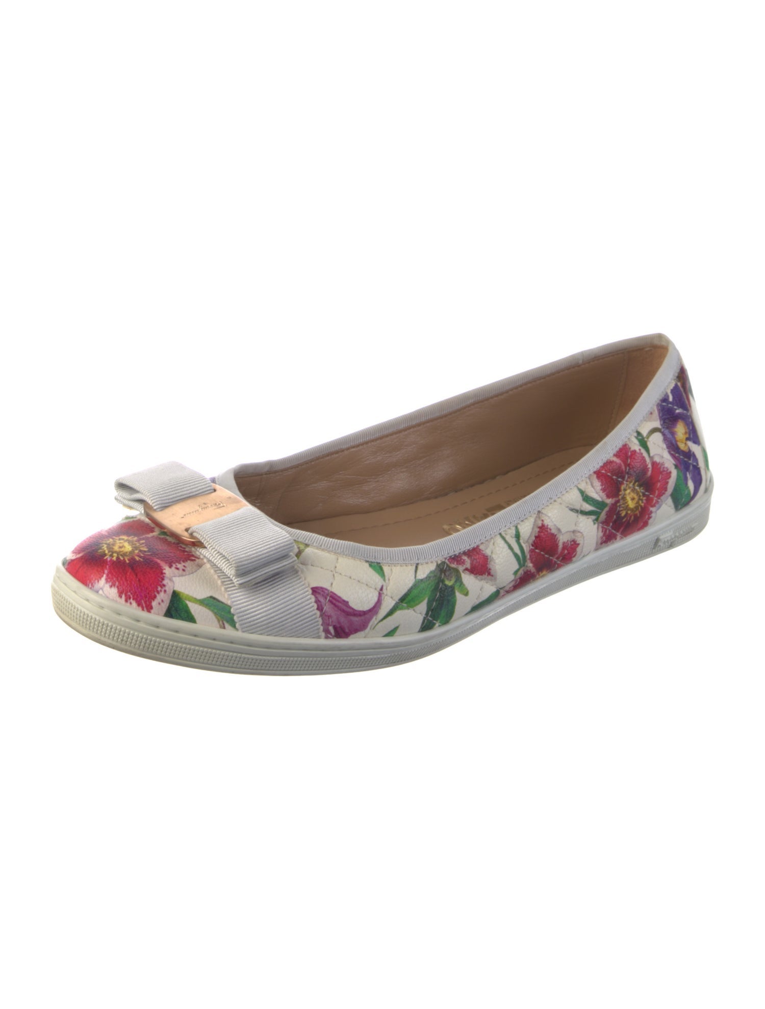 Salvatore Ferragamo Vara Bow Accent Leather Ballet Flats