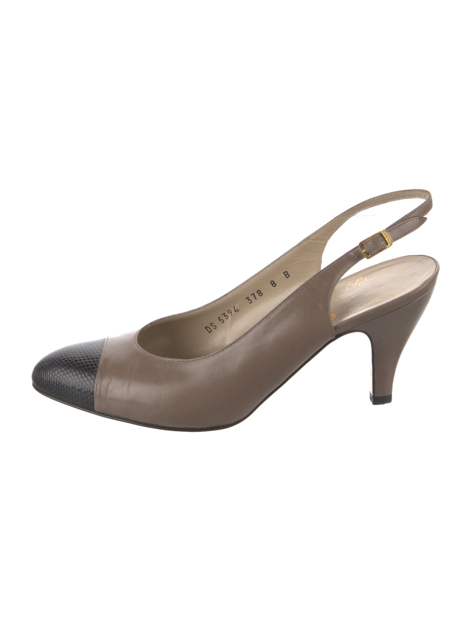 Salvatore Ferragamo Gancini Logo Leather Slingback Pumps