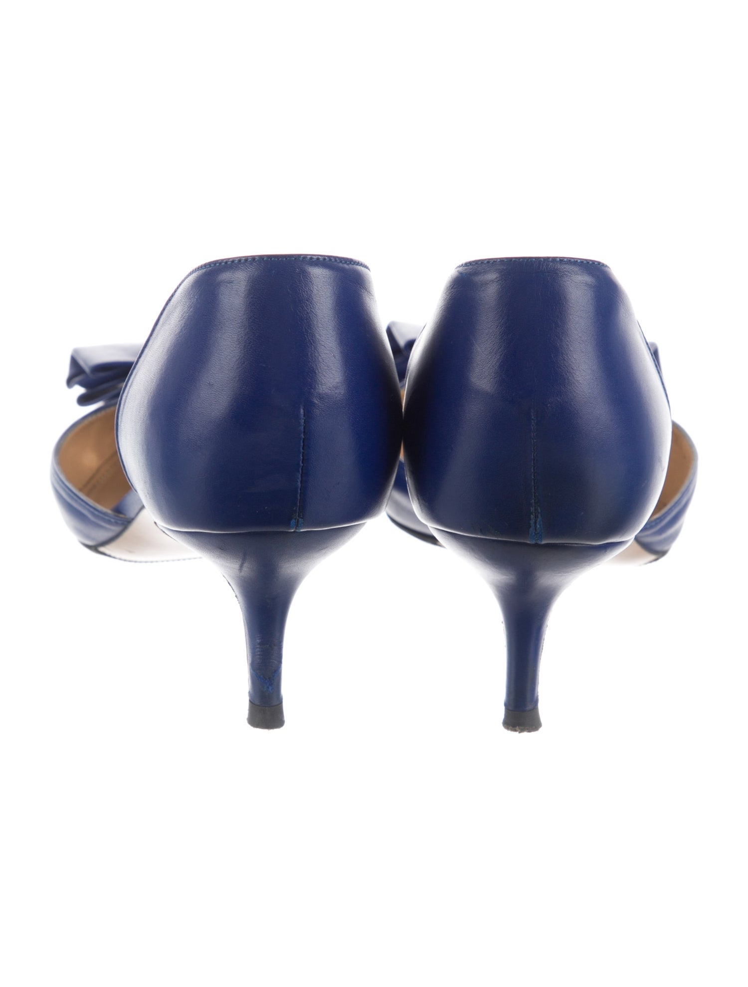 Salvatore Ferragamo Leather Bow Accents D'Orsay Pumps