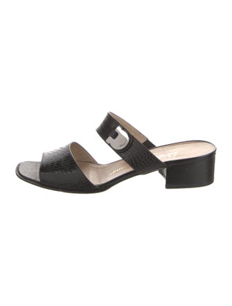 Salvatore Ferragamo Gancini Logo Leather Slides