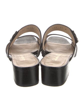 Salvatore Ferragamo Gancini Logo Leather Slides
