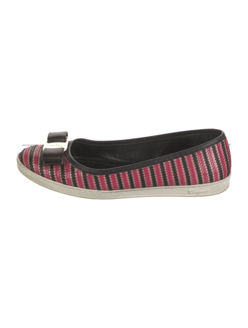 Salvatore Ferragamo Vara Bow Accent Striped Ballet Flats