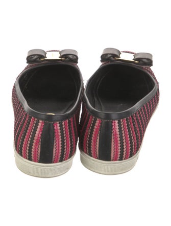 Salvatore Ferragamo Vara Bow Accent Striped Ballet Flats