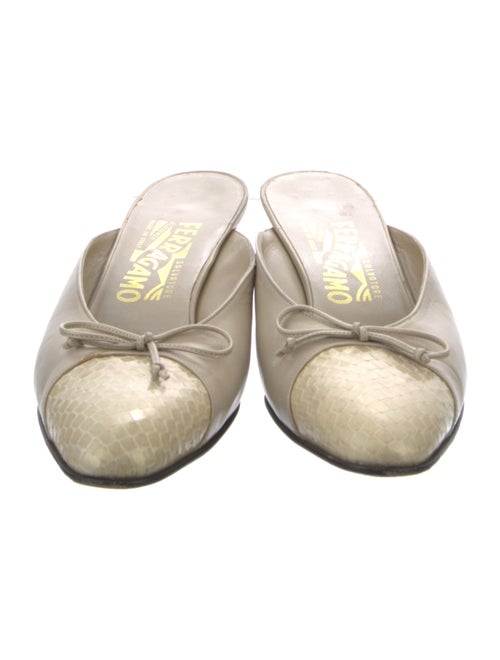 Salvatore Ferragamo Leather Bow Accents Mules