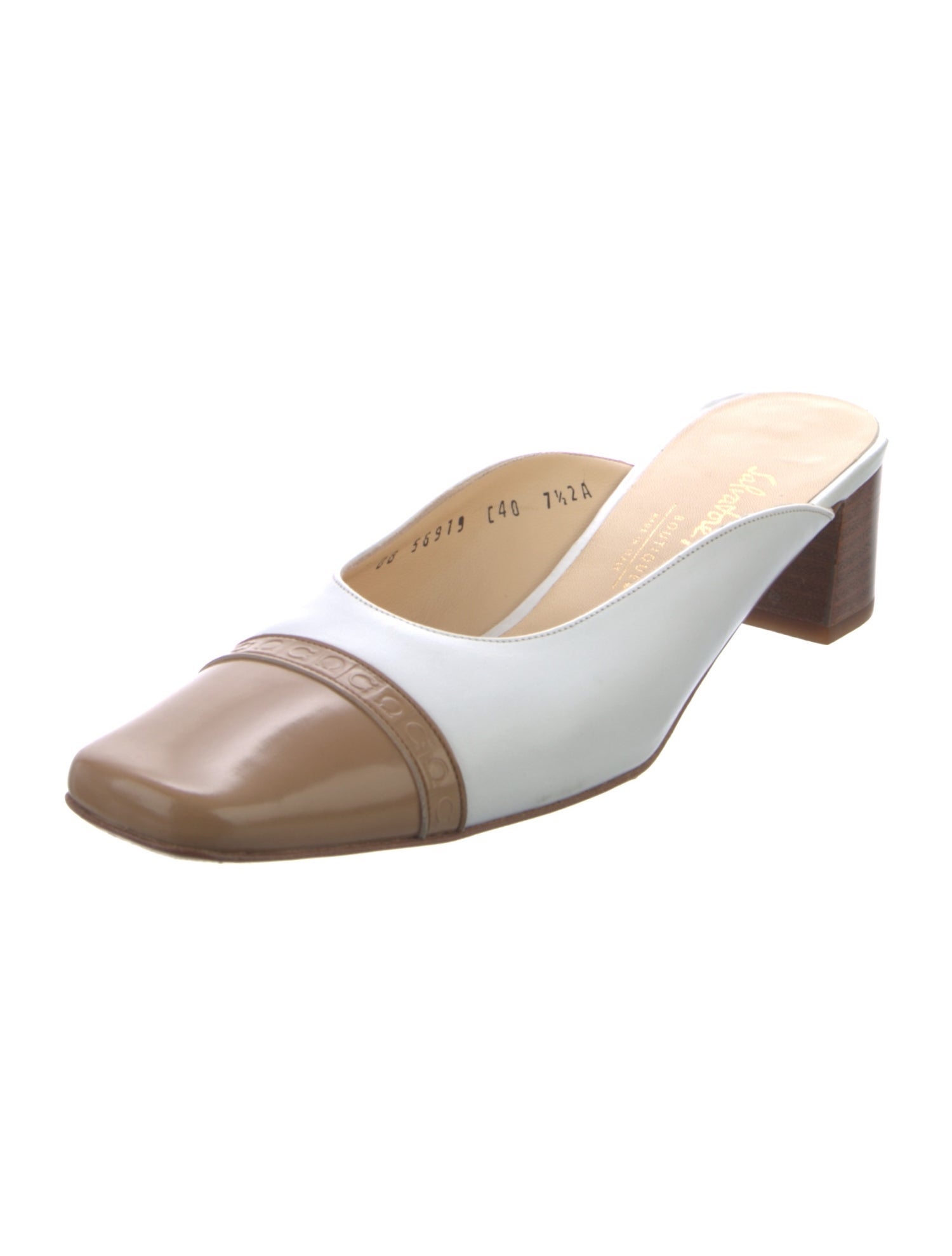 Salvatore Ferragamo Leather Embroidered Accent Mules