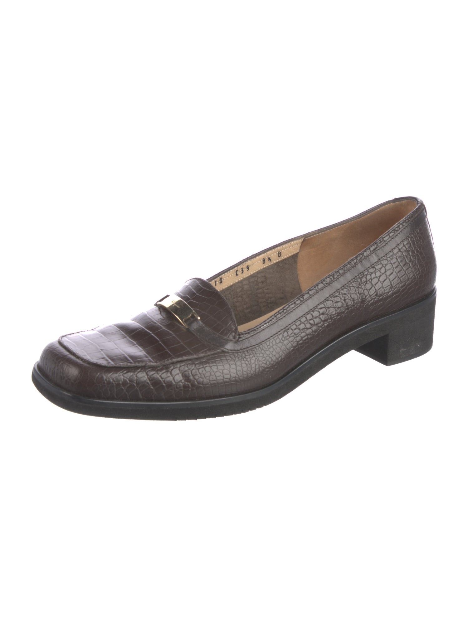 Salvatore Ferragamo Embossed Leather Studded Accents Pumps