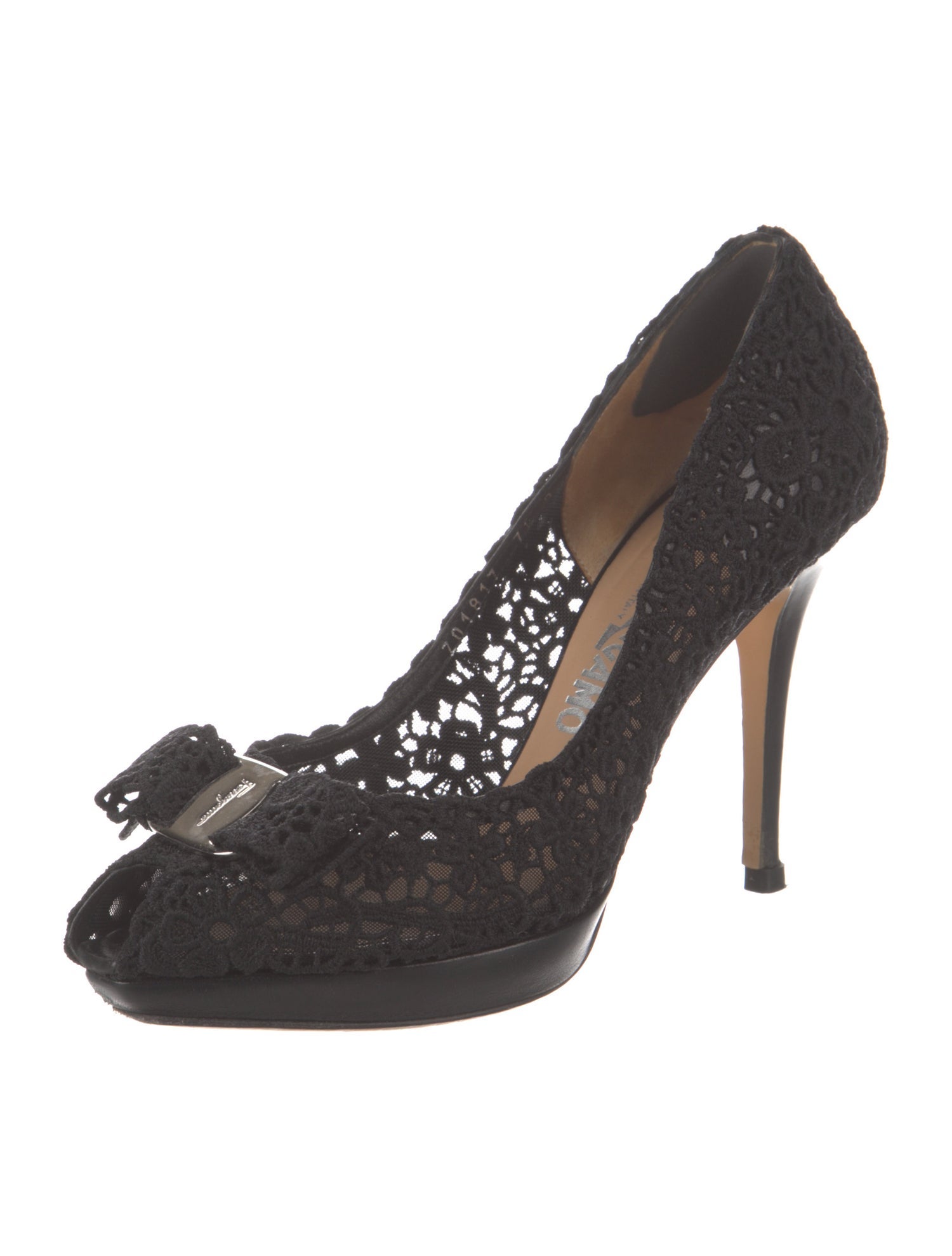 Salvatore Ferragamo Lace Crochet Trim Pumps