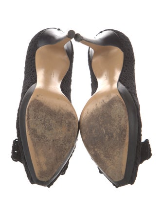 Salvatore Ferragamo Lace Crochet Trim Pumps