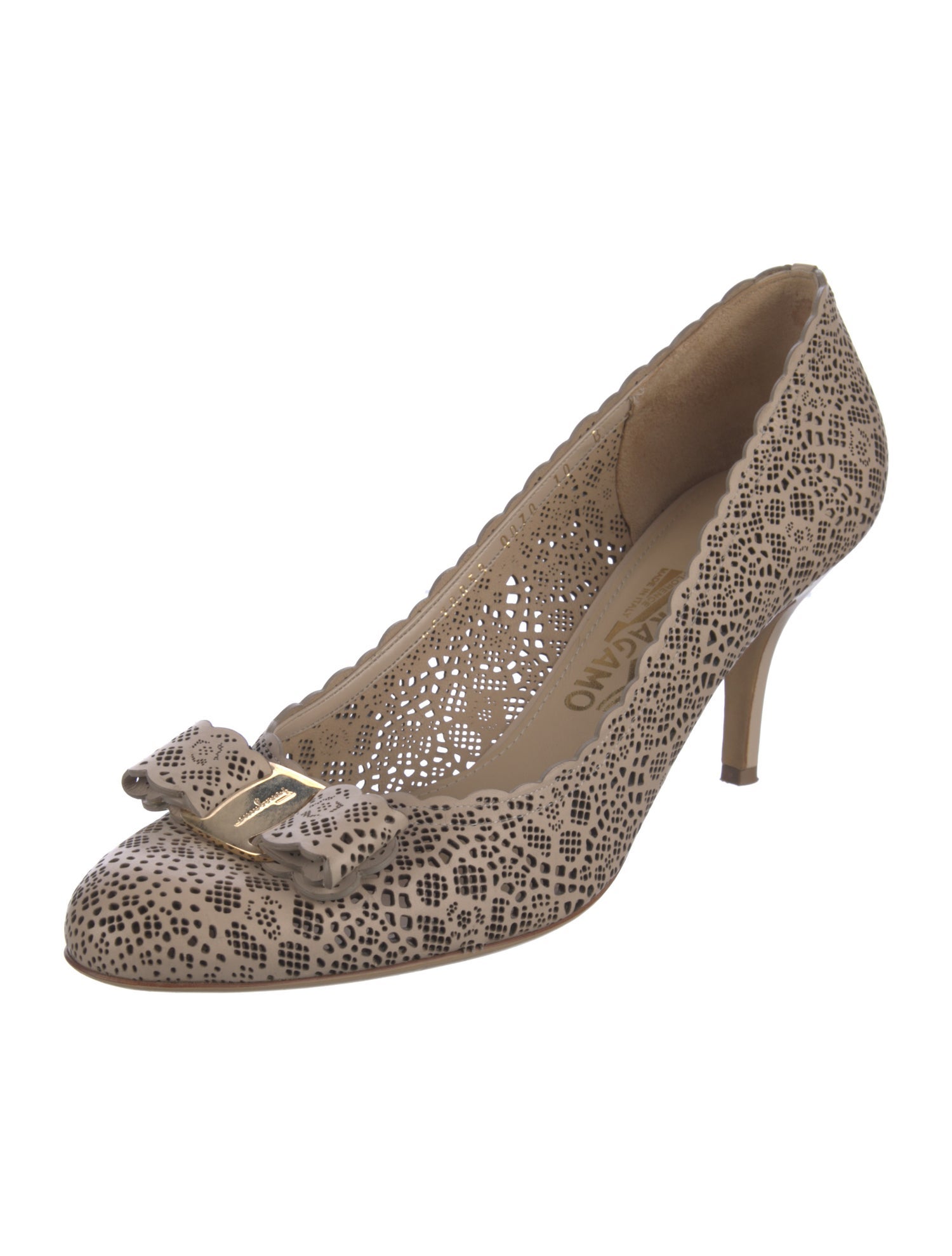 Salvatore Ferragamo Leather Patterned Pumps