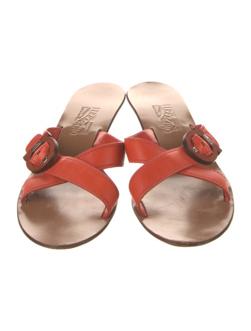 Salvatore Ferragamo Gancini Logo Leather Slides