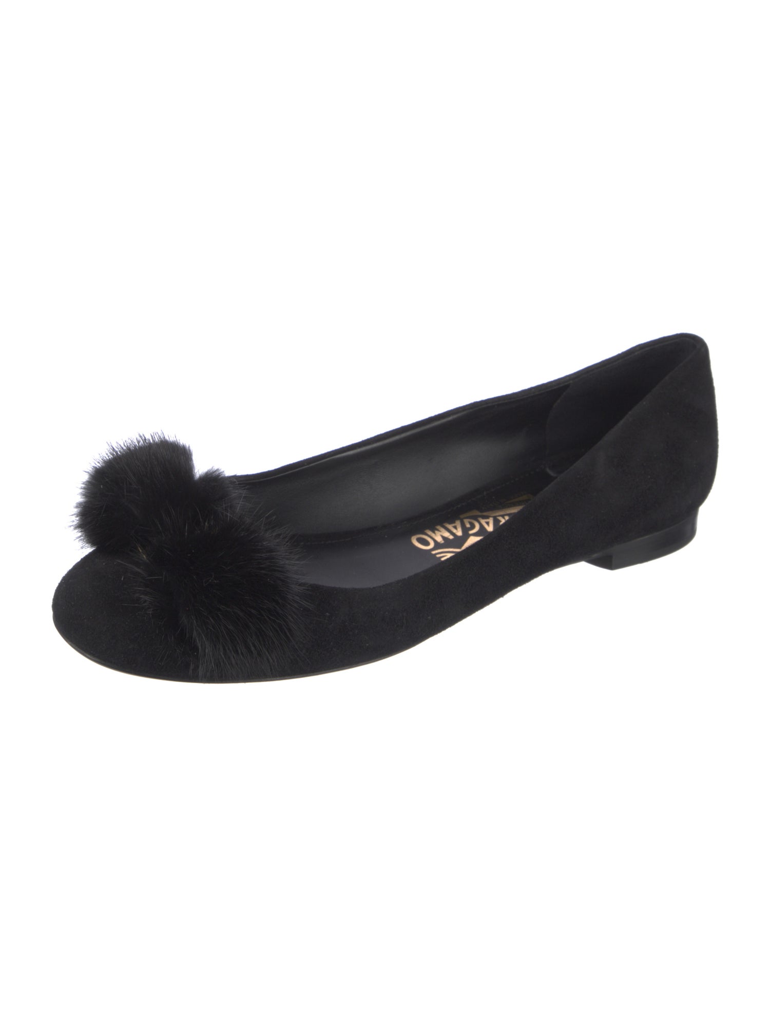 Salvatore Ferragamo Suede Fur Trim Flats