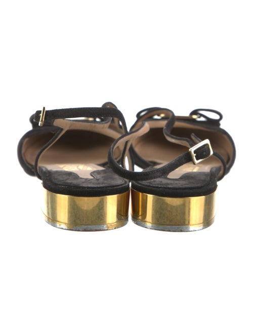 Salvatore Ferragamo Suede Bow Accents Slingback Flats