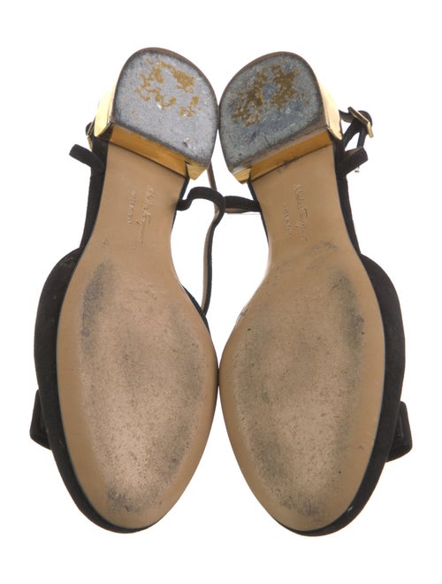 Salvatore Ferragamo Suede Bow Accents Slingback Flats