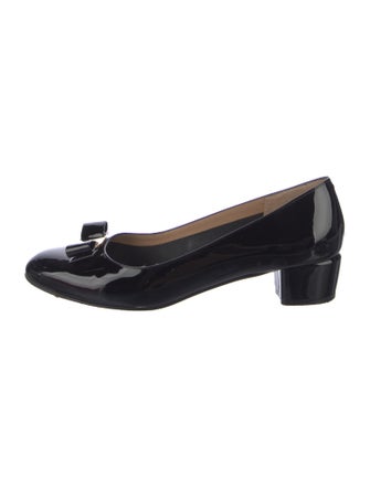 Salvatore Ferragamo Patent Leather Bow Accents Pumps