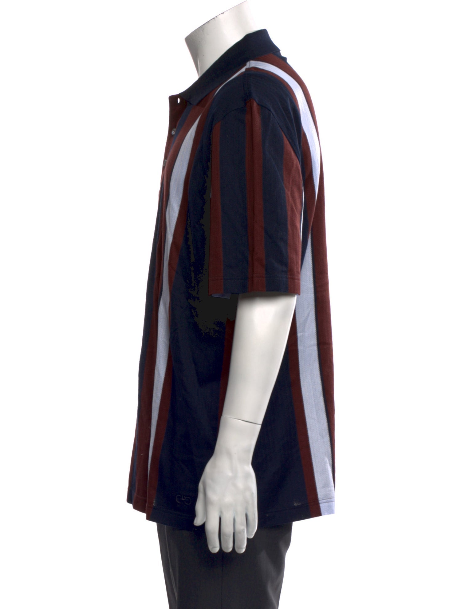 Salvatore Ferragamo Striped Collar Polo Shirt