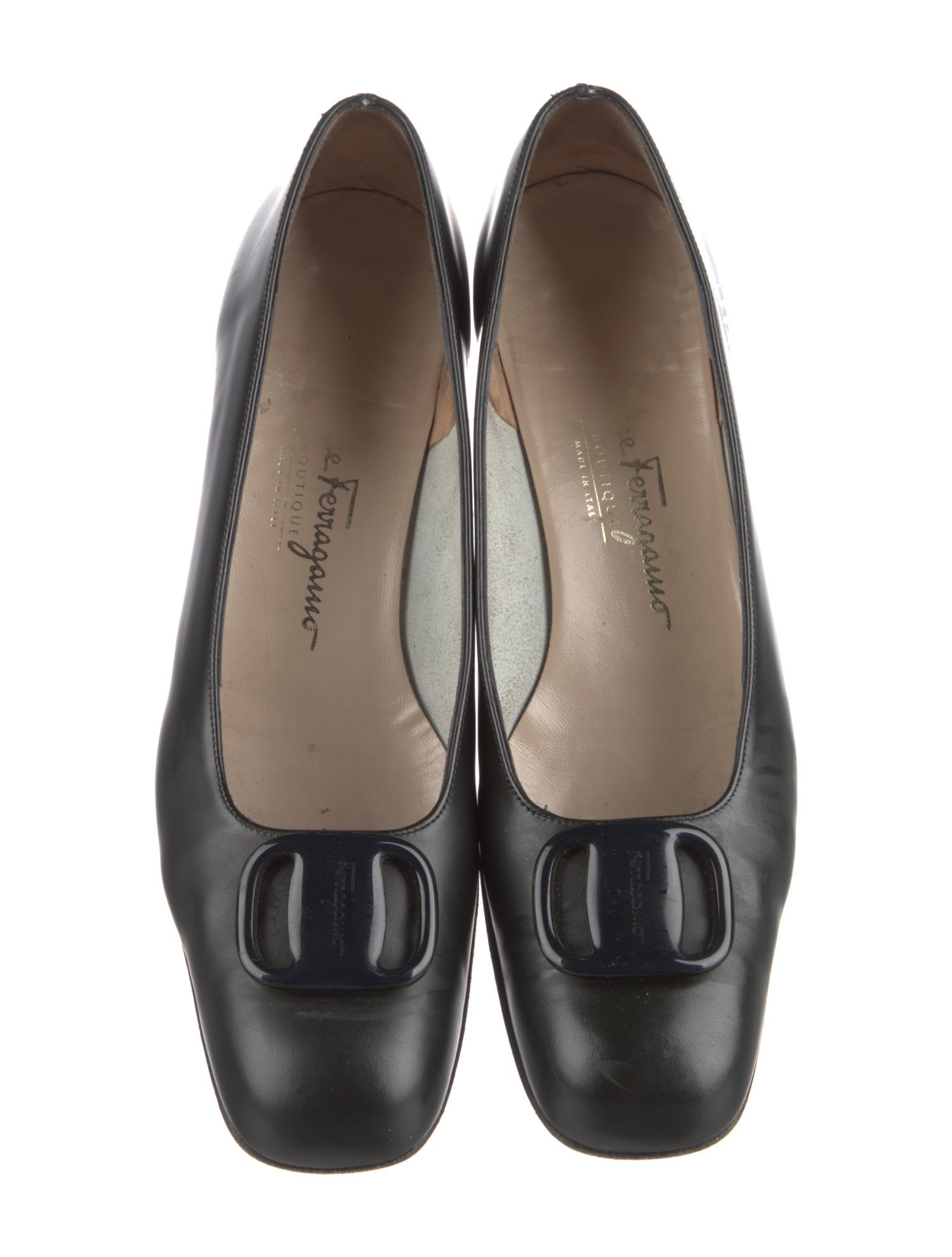 Salvatore Ferragamo Leather Bow Accents Flats