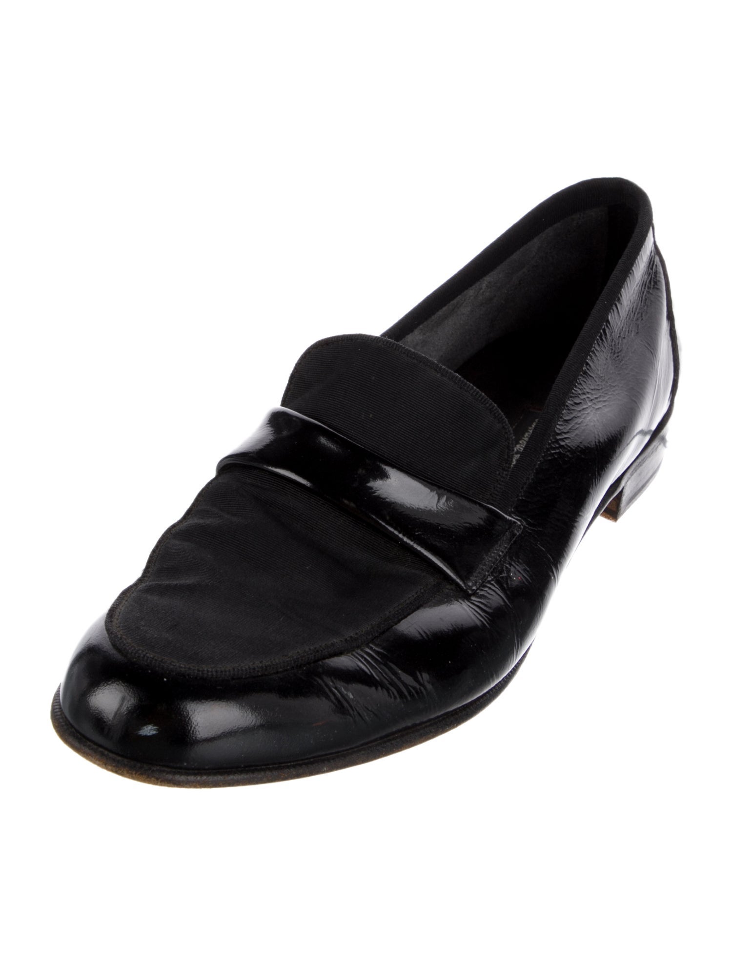 Salvatore Ferragamo Patent Leather Grosgrain Trim Loafers