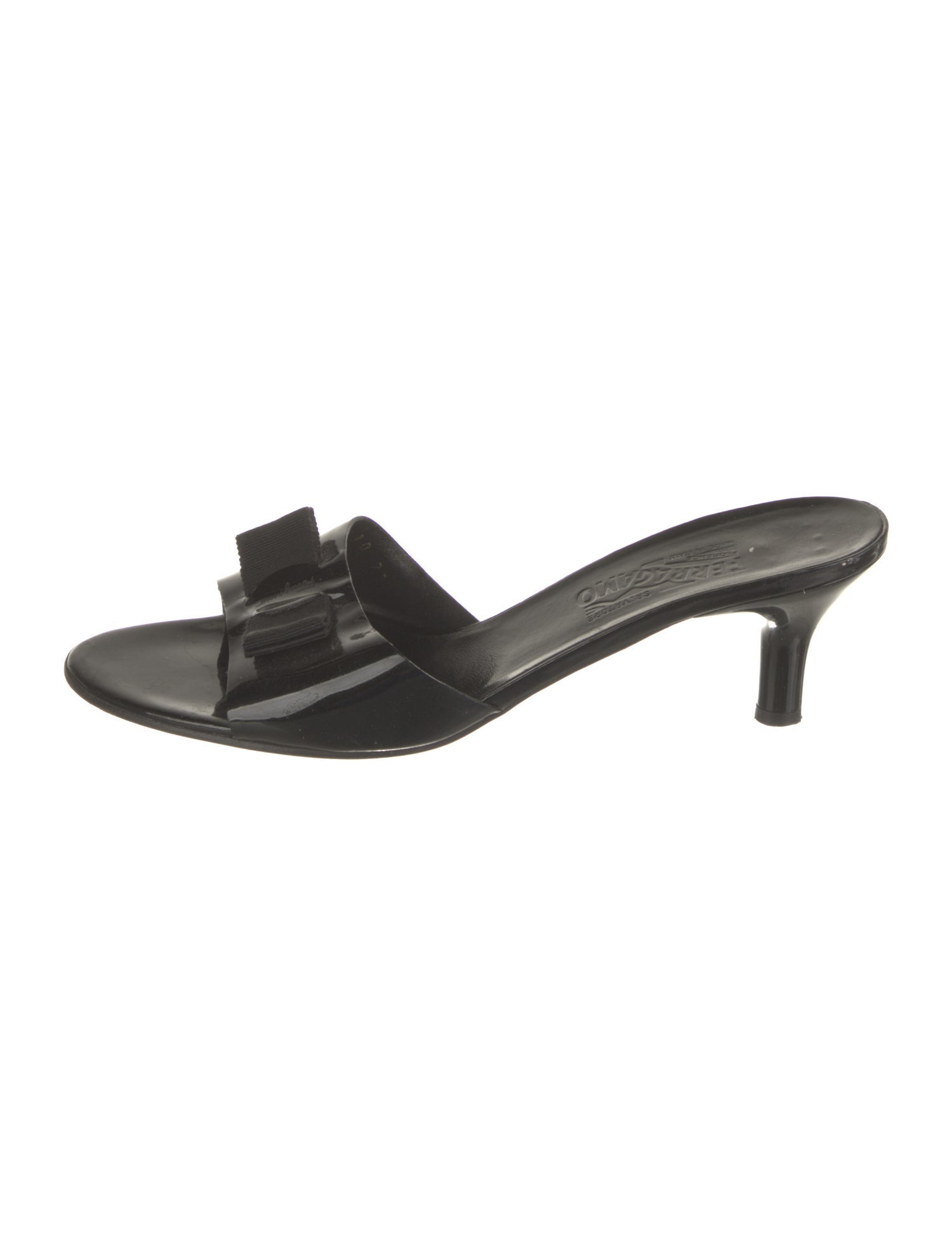 Salvatore Ferragamo Vara Bow Accent Patent Leather Slides