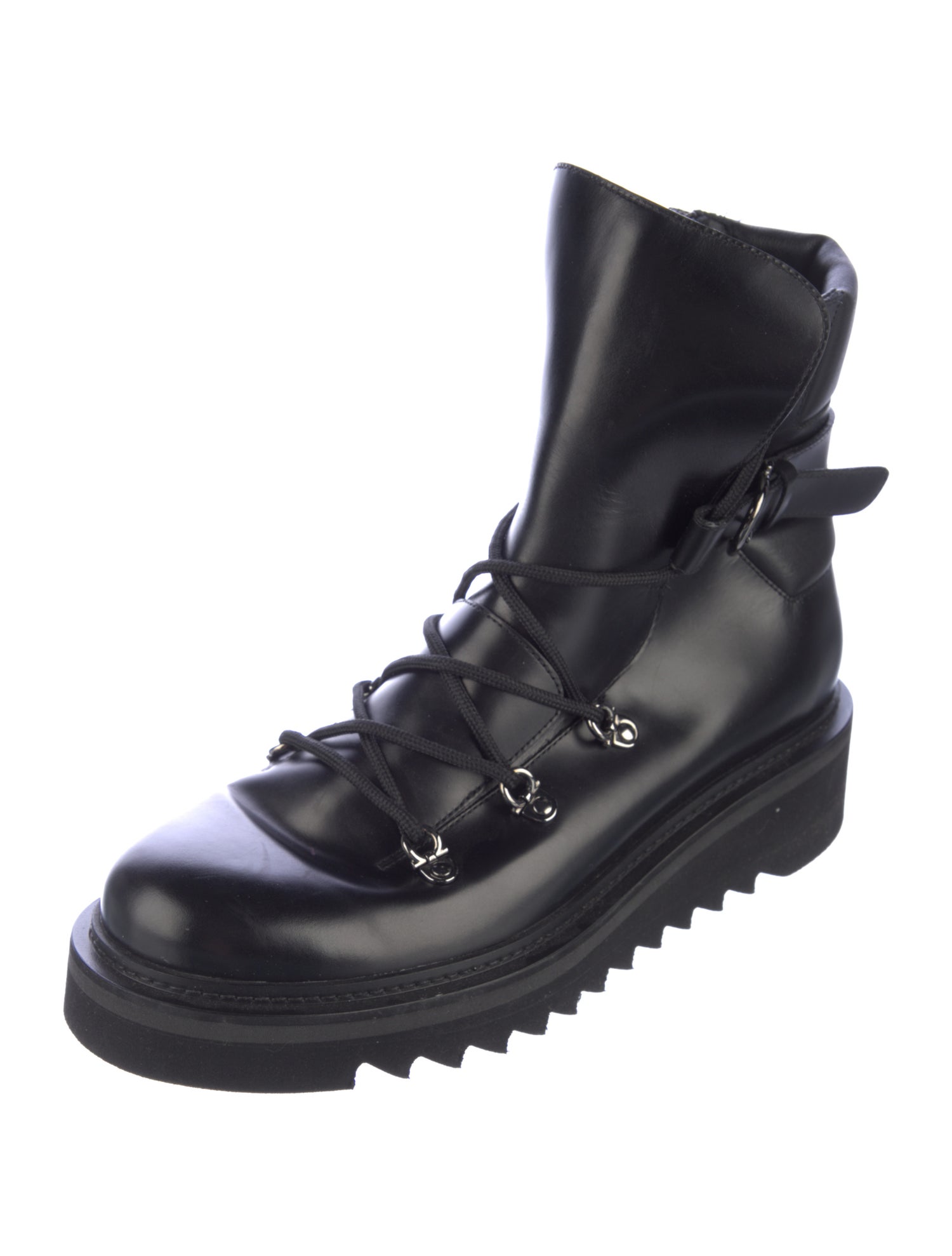 Salvatore Ferragamo Leather Combat Boots