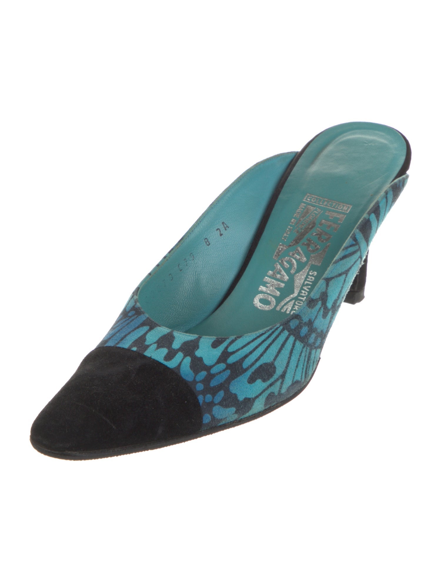 Salvatore Ferragamo Suede Printed Mules