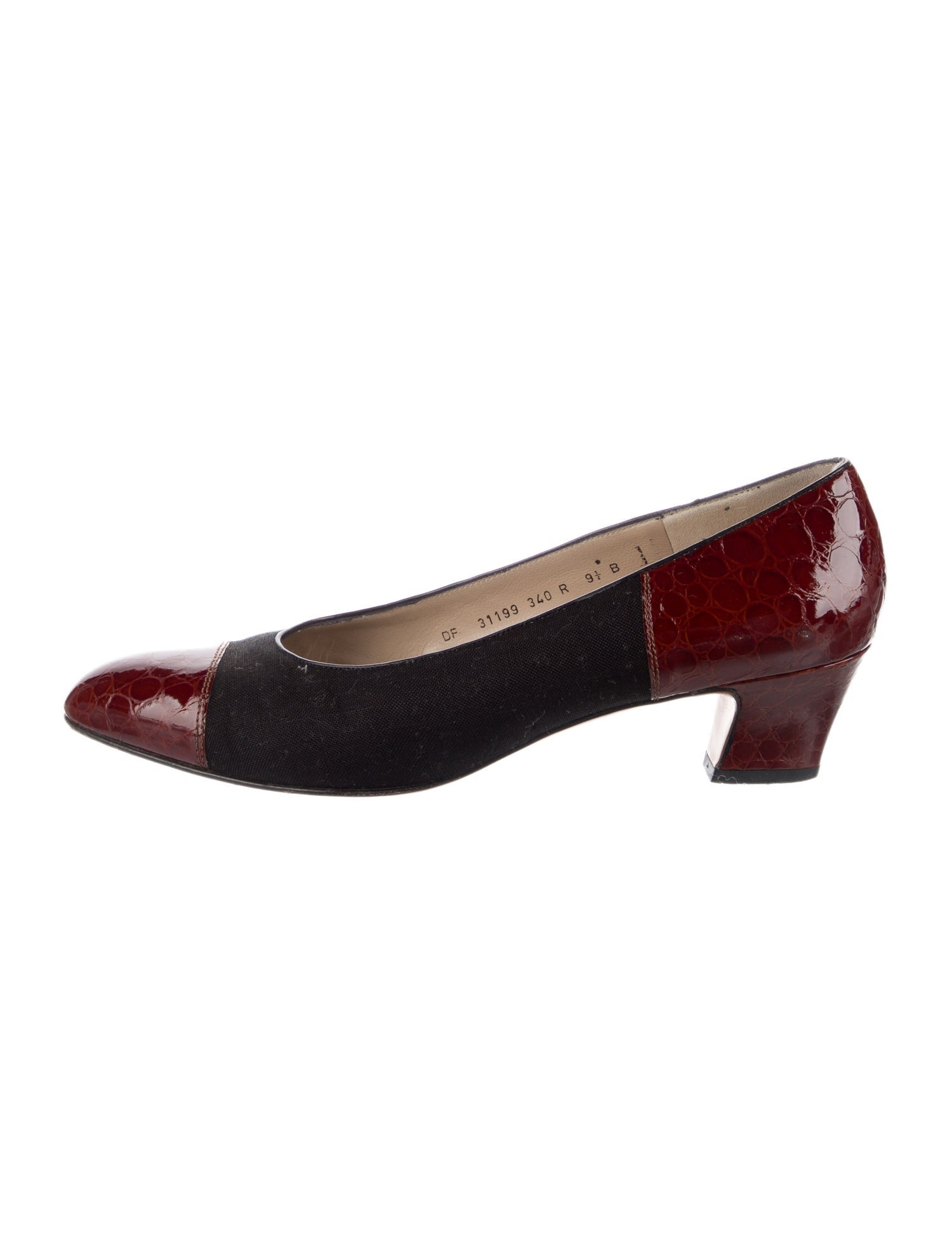 Salvatore Ferragamo Leather Colorblock Pattern Pumps