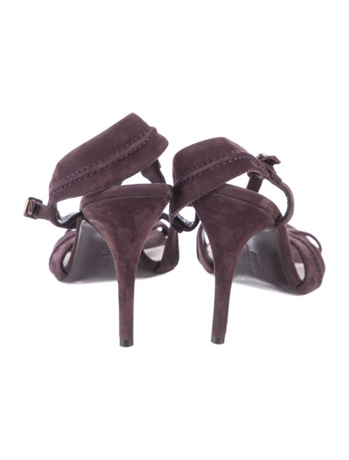 Salvatore Ferragamo Suede Bow Accents T-Strap Sandals