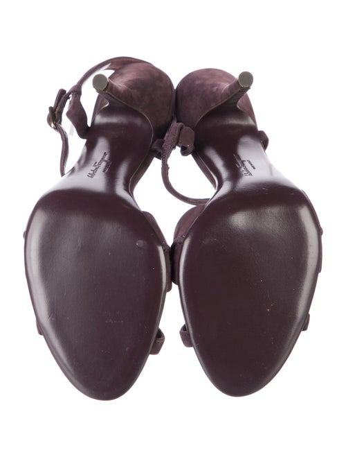 Salvatore Ferragamo Suede Bow Accents T-Strap Sandals