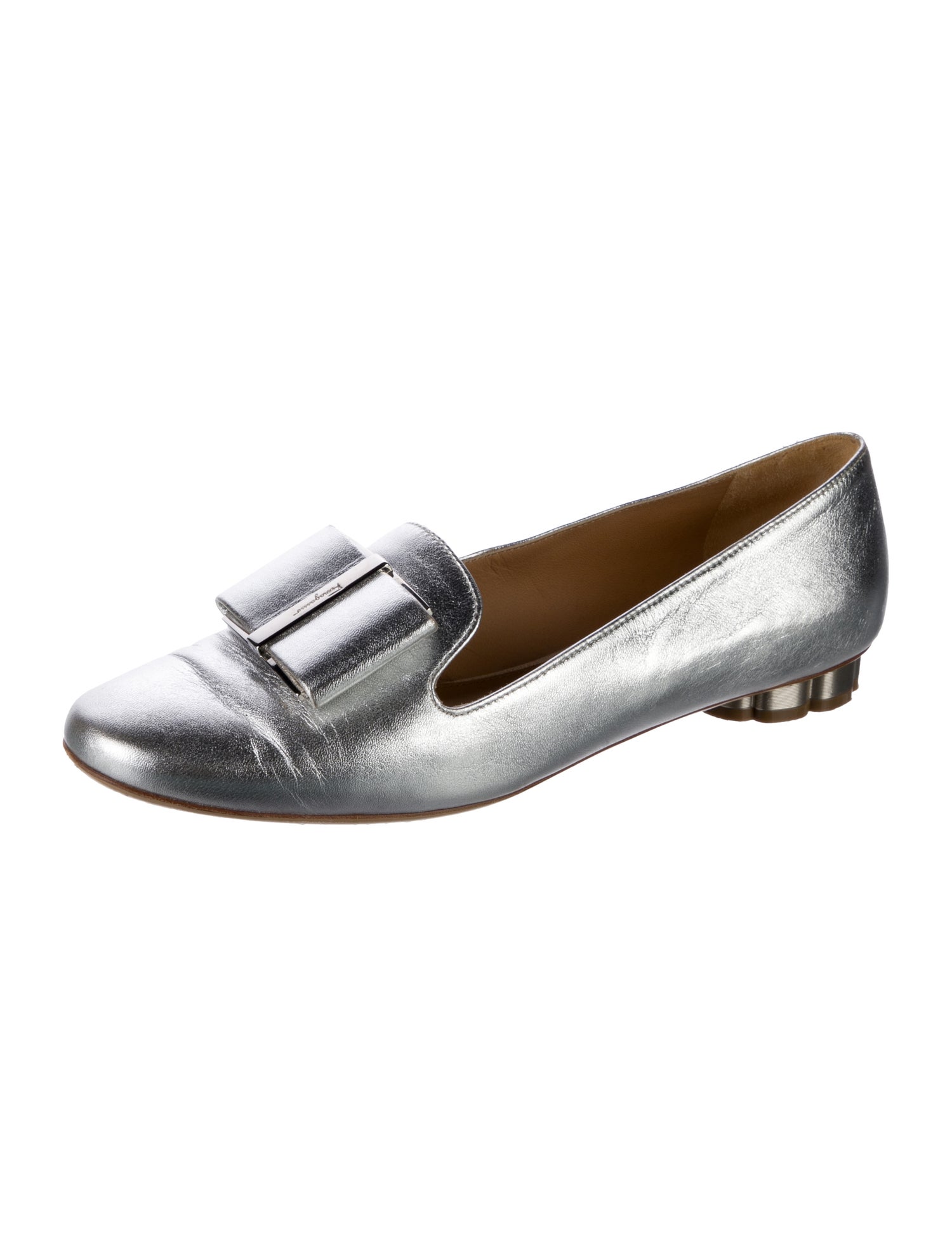 Salvatore Ferragamo Leather Bow Accents Loafers