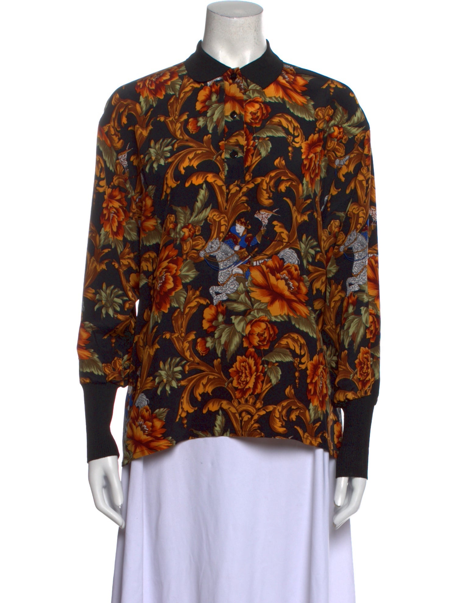 Salvatore Ferragamo Printed Long Sleeve Blouse