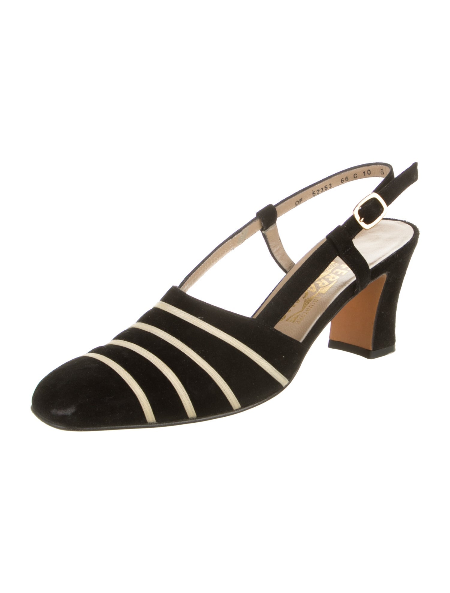 Salvatore Ferragamo Suede Striped Slingback Pumps