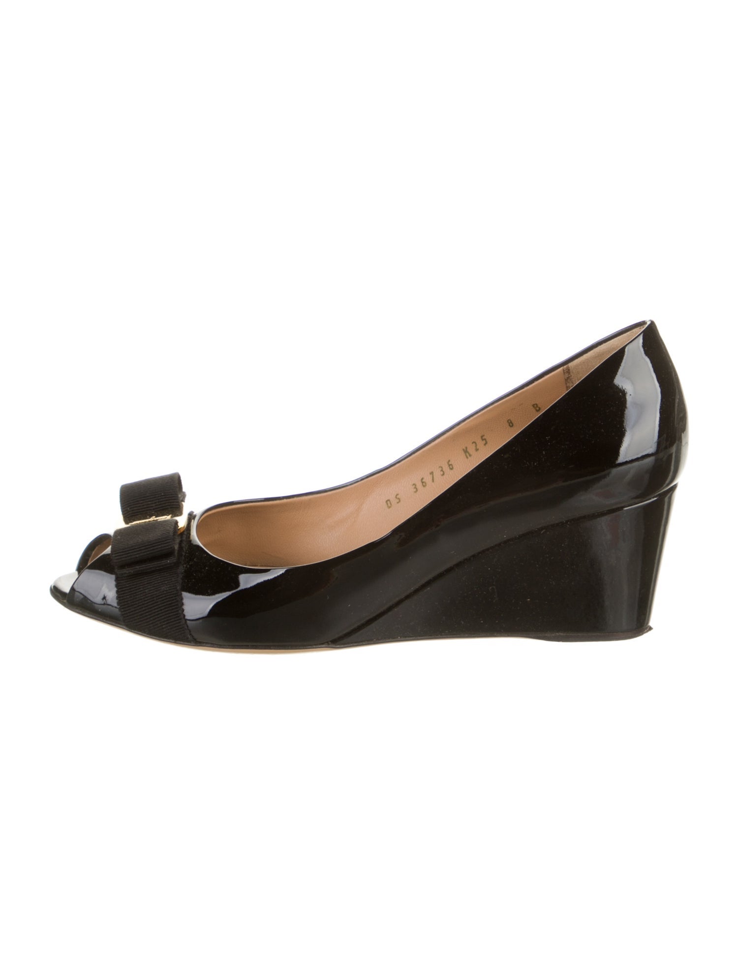 Salvatore Ferragamo Patent Leather Bow Accents Pumps