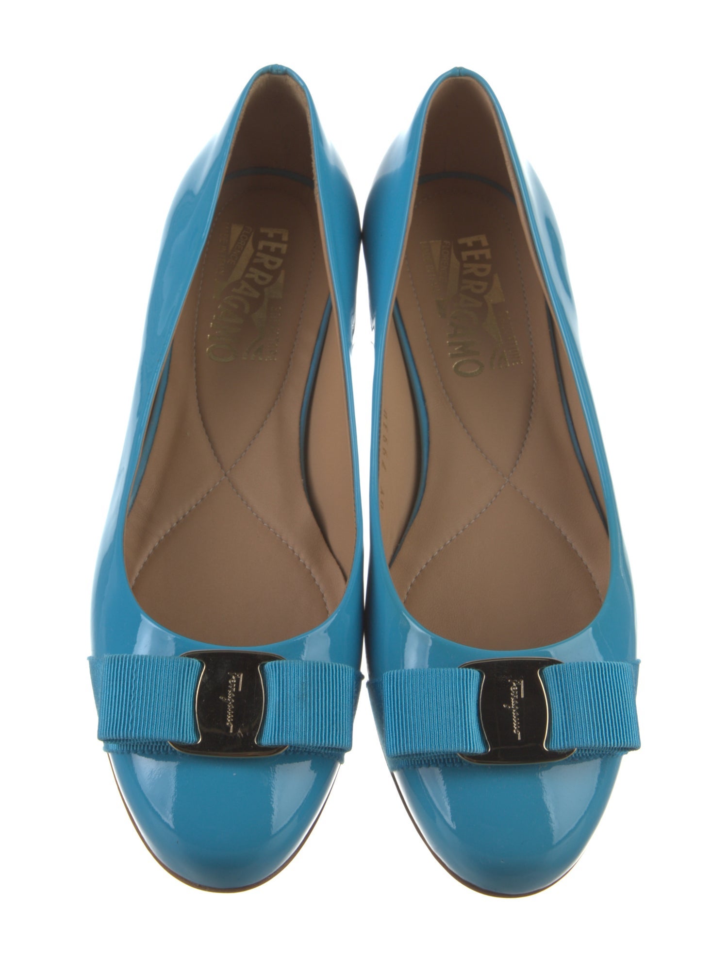 Salvatore Ferragamo Vara Bow Accent Patent Leather Flats