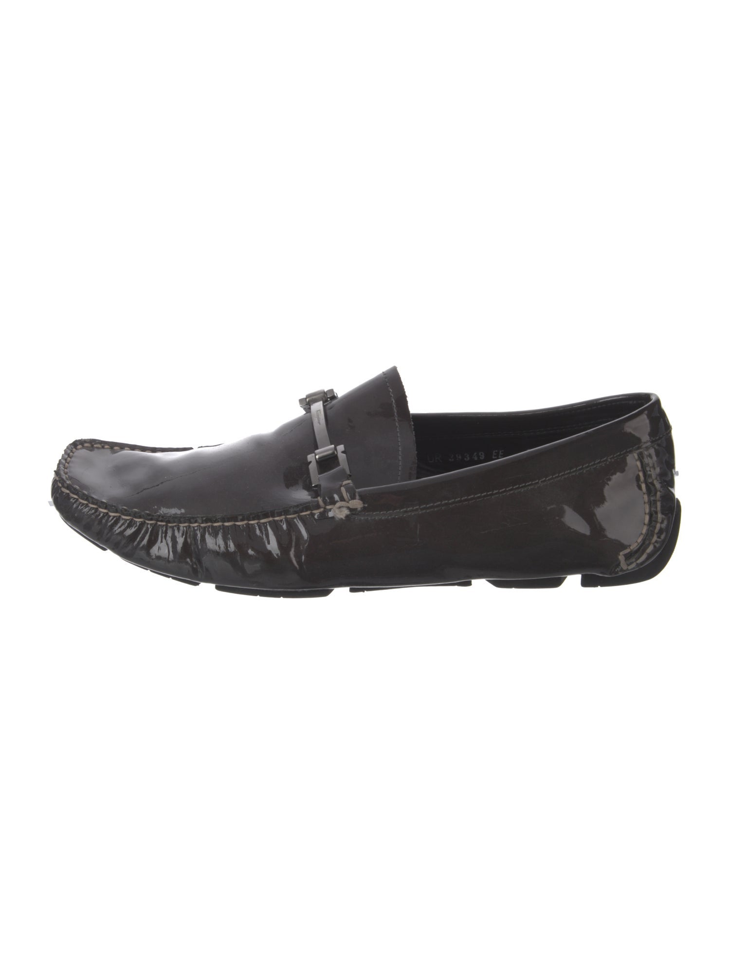 Salvatore Ferragamo Gancini Logo Patent Leather Moccasins