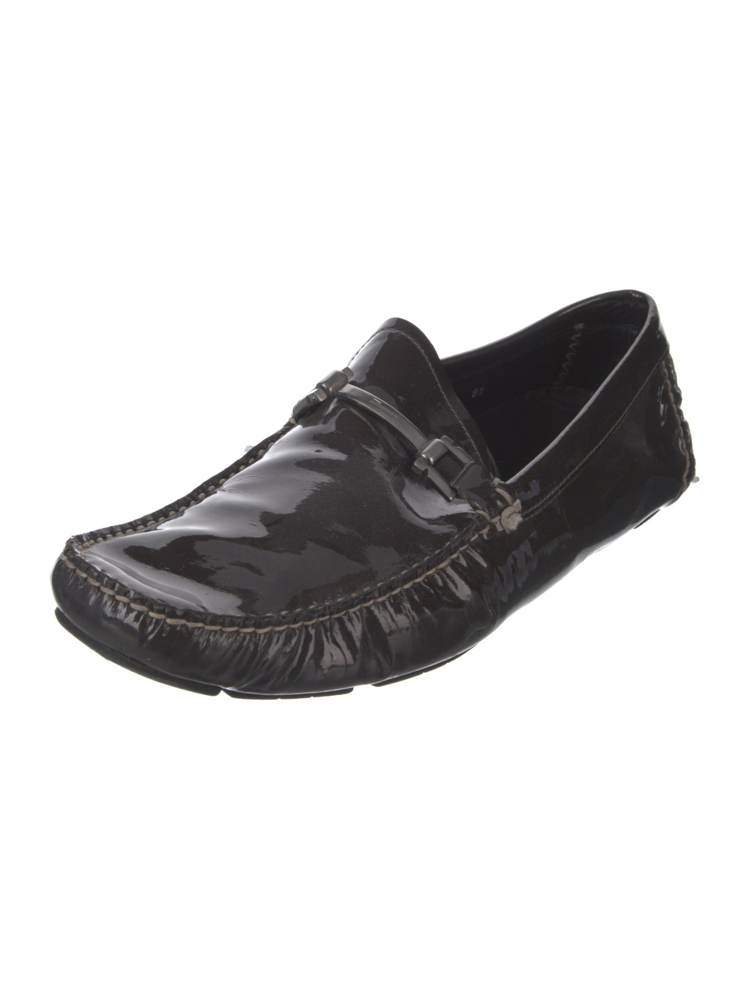 Salvatore Ferragamo Gancini Logo Patent Leather Moccasins