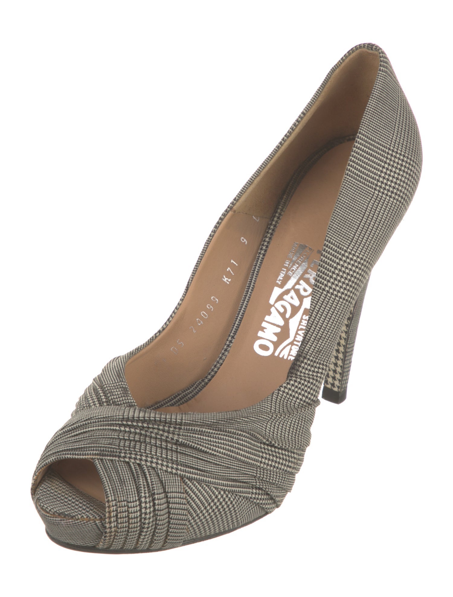Salvatore Ferragamo Printed Pleated Accents Pumps