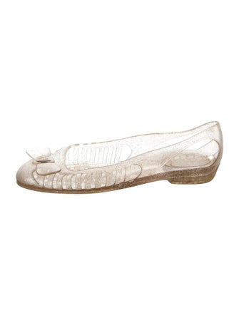 Salvatore Ferragamo Rubber Glitter Accents Ballet Flats