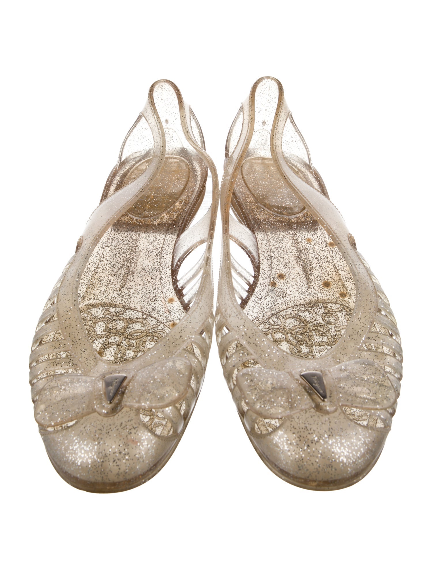 Salvatore Ferragamo Rubber Glitter Accents Ballet Flats