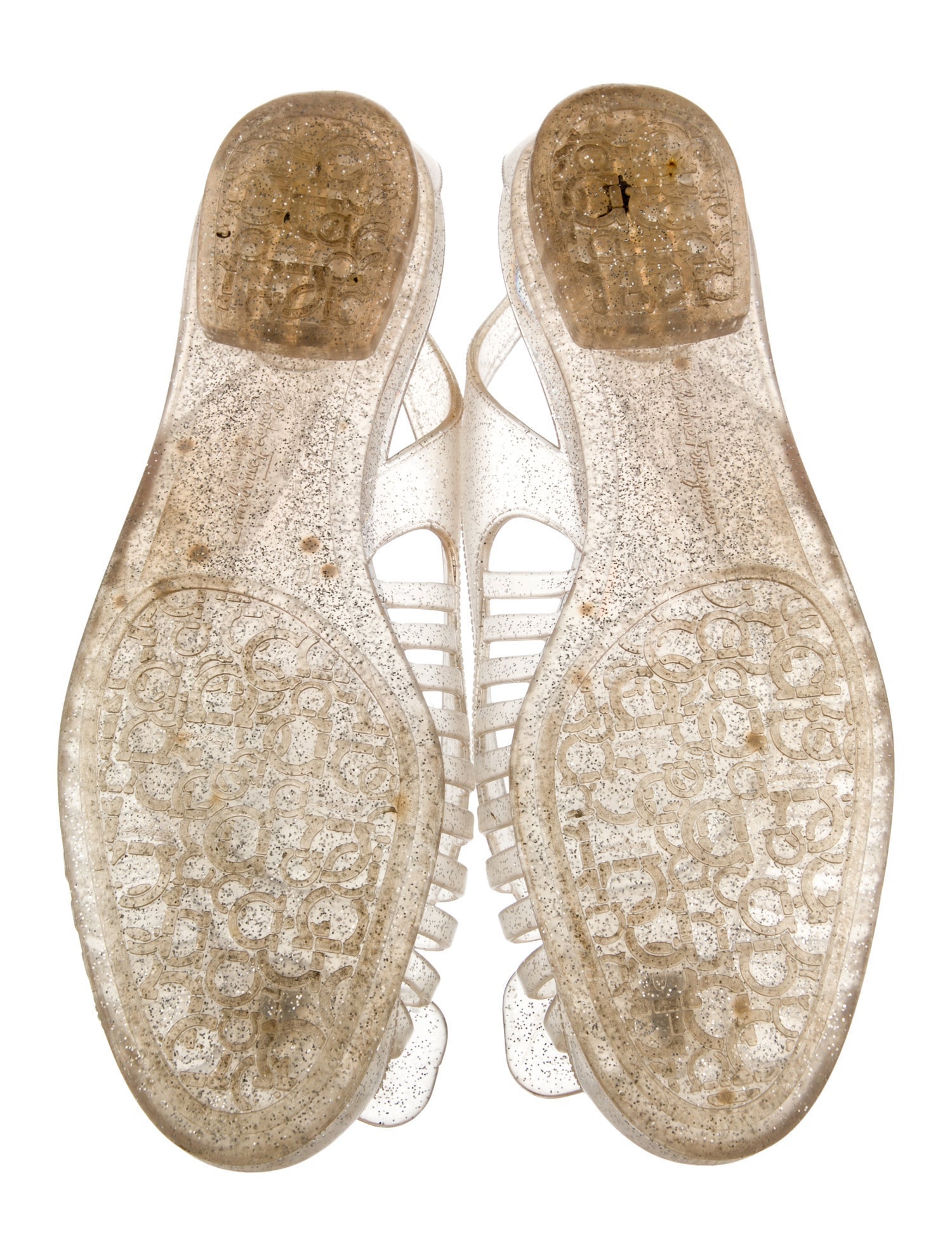 Salvatore Ferragamo Rubber Glitter Accents Ballet Flats