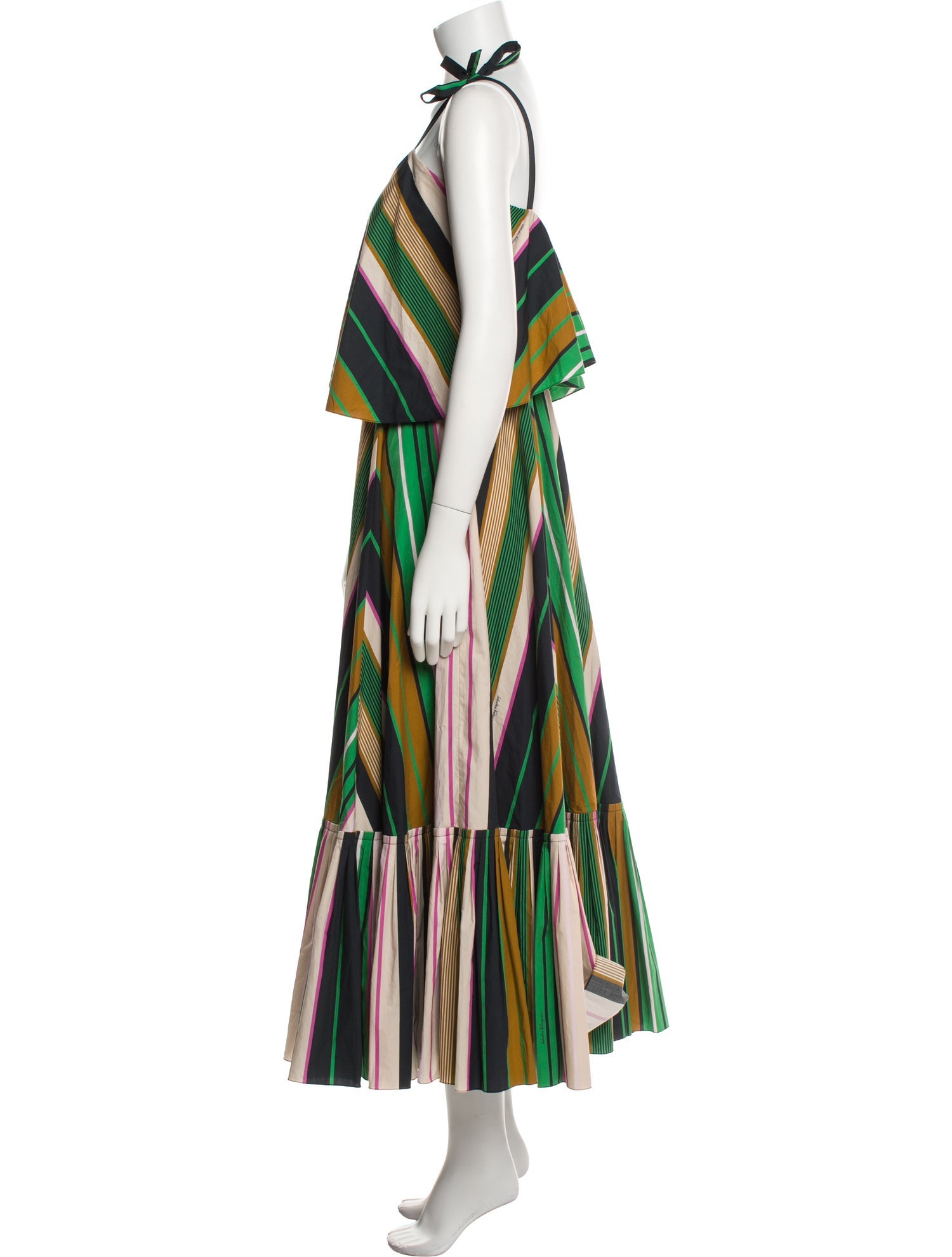 Salvatore Ferragamo Striped Long Dress