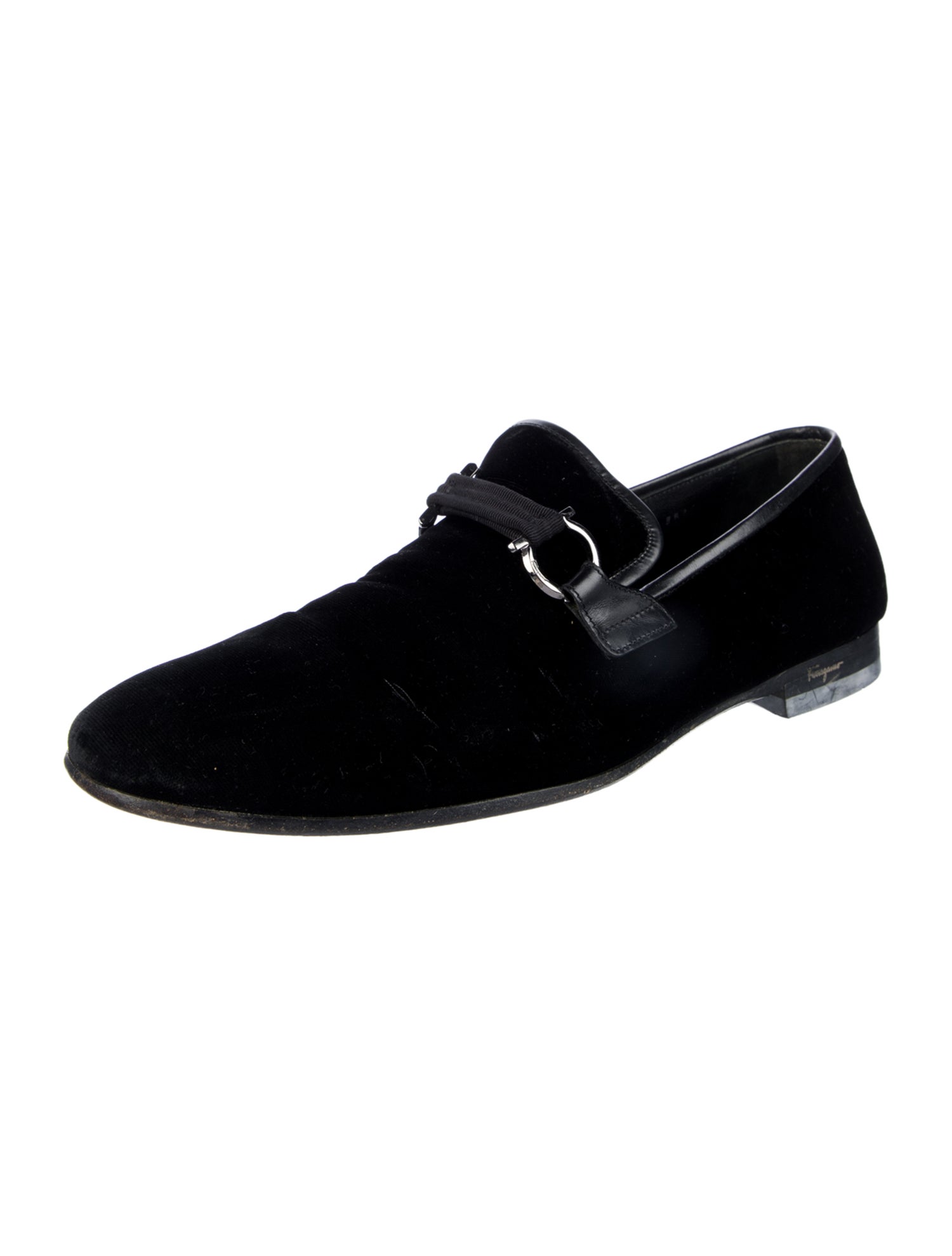 Salvatore Ferragamo Horsebit Accent Velvet Loafers