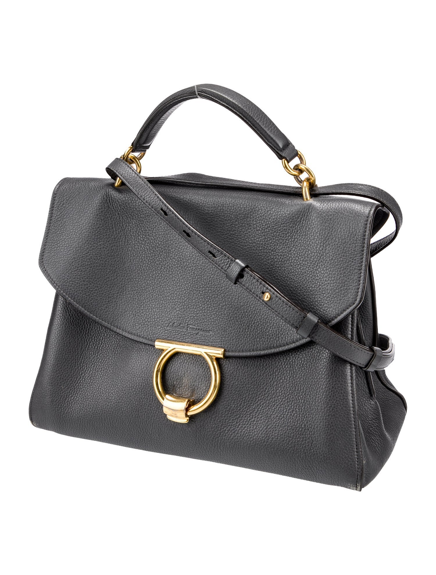 Salvatore Ferragamo Gancio Top Handle Bag - Grey Handle Bags