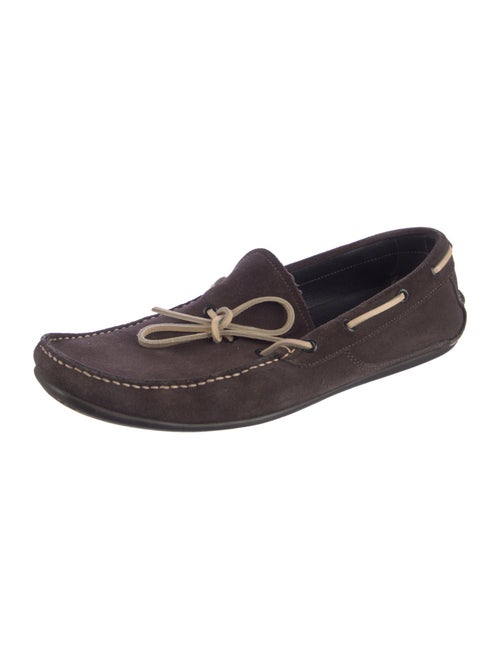 Salvatore Ferragamo Suede Bow Accents Moccasins