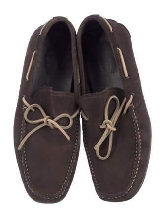Salvatore Ferragamo Suede Bow Accents Moccasins