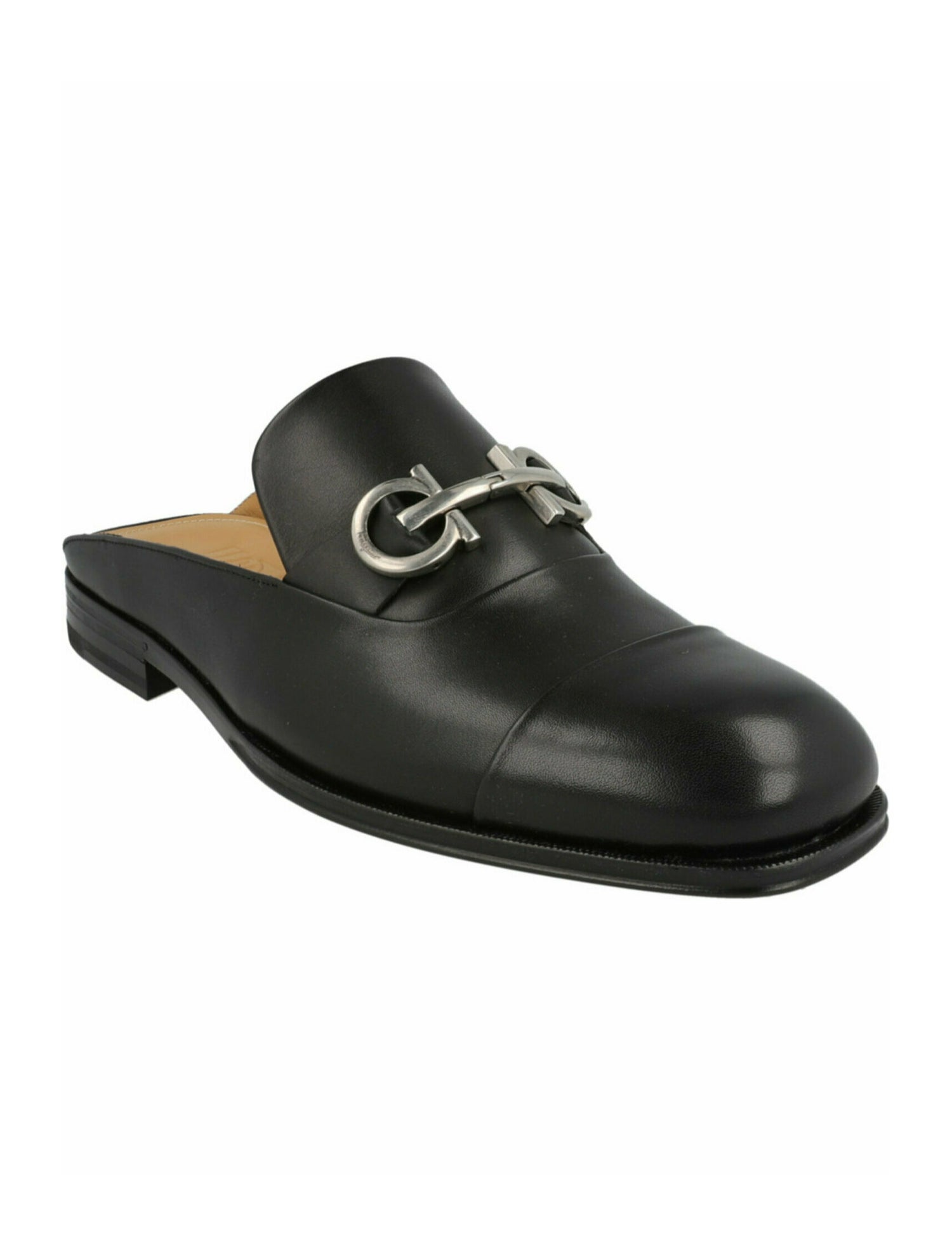 Salvatore Ferragamo Gancini Logo Calf Leather Slippers w/ Tags